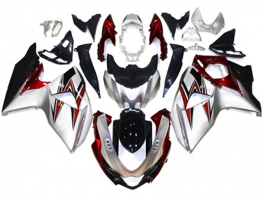 Carénages Moto Suzuki GSXR 1000 2009-2016 - Argent Rouge Noir