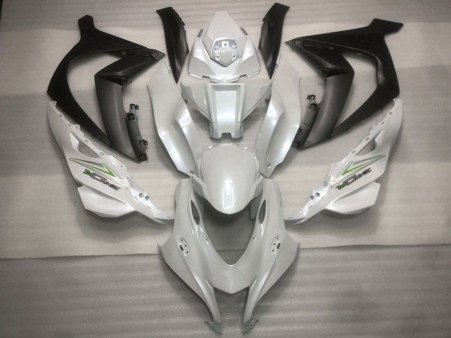 Carénages Moto Kawasaki ZX10R 2016-2020 - Blanc Perle Noir Vert