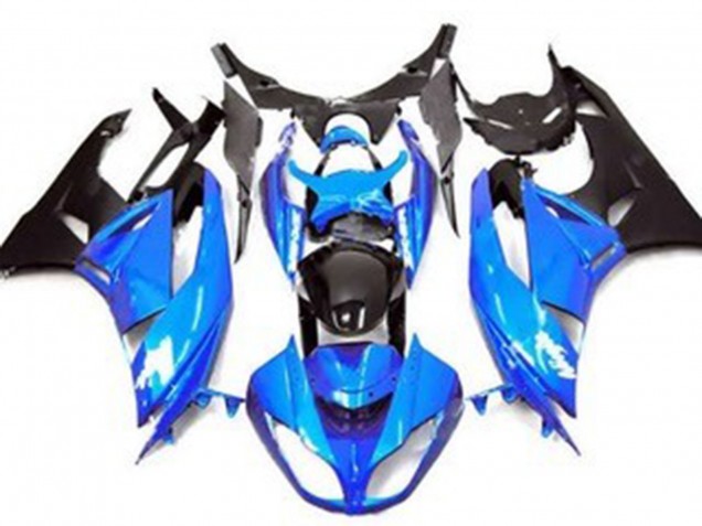 Carénage Moto Kawasaki ZX6R 2009-2012 - Bleu Noir Brillant Noir Mat