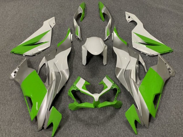 Carénages Moto Kawasaki ZX6R 2019-2022 - Blanc Argent Vert