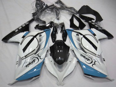 Carénages Moto Kawasaki Ninja 300 2013-2017 - Blanc Brillant Bleu Clair Noir