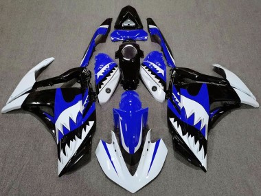 Carénages Moto Yamaha R3 2015-2018 - Blanc Bleu Noir Requin