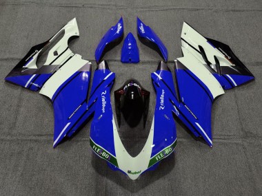 Carénages Moto Ducati 959 1299 2015-2020 - Bleu Blanc Noir Brillant Unibat Flex-Box OEM Style