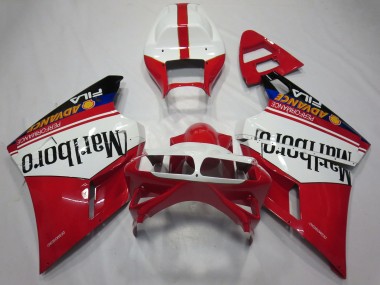 Carénages Moto Ducati 748 916 996 998 1993-2005 - Blanc Rouge Noir Brillant Marlboro