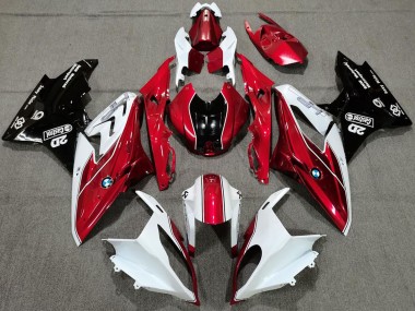 Carénages Moto BMW S1000RR 2017-2018 - Blanc Rouge Noir Brillant