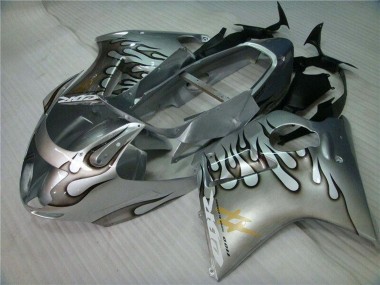 Carénage Moto Honda CBR1100XX Blackbird 1996-2007 - Argent Noir Flamme