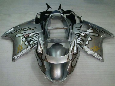 Carénage Moto Honda CBR1100XX Blackbird 1996-2007 - Argent Noir Flamme