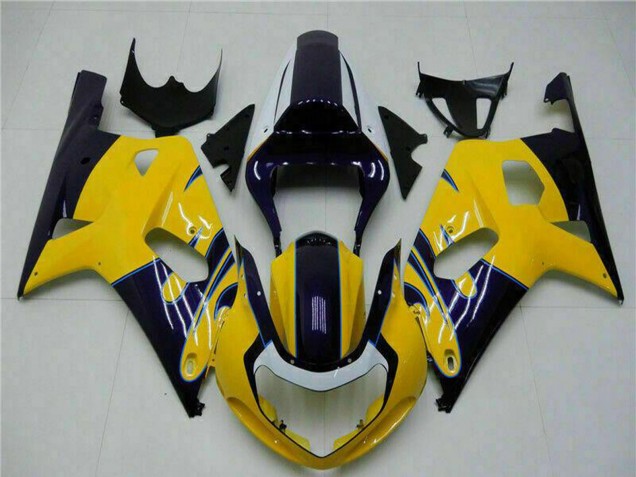 Carénages Moto Suzuki GSXR 600/750 2001-2003 - Jaune Bleu Foncé Noir Brillant