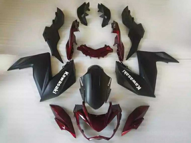 Carénages Moto Kawasaki Z250/Z300 2015-2016 - Noir Mat Rouge Marron