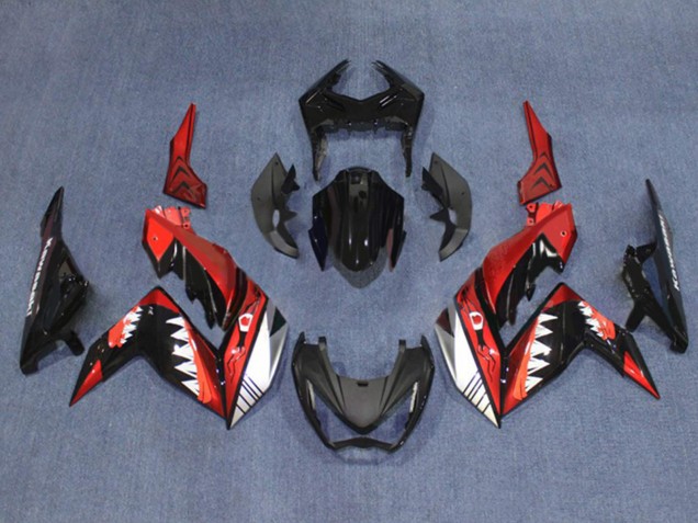 Carénages Moto Kawasaki Z250/Z300 2015-2016 - Rouge Blanc Noir Brillant Requin