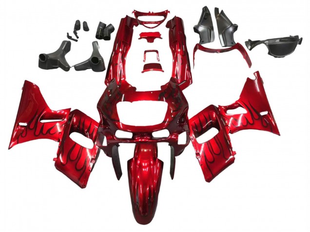 Carénages Moto Kawasaki ZZR600 1998-2003 - Rouge Noir Flamme