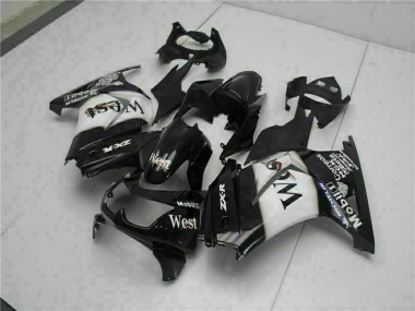 Carénages Moto Kawasaki EX250 2008-2012 - Noir Brillant Blanc West