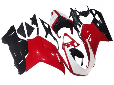 Carénages Moto Ducati 1098 2007-2014 - Blanc Rouge Noir Brillant