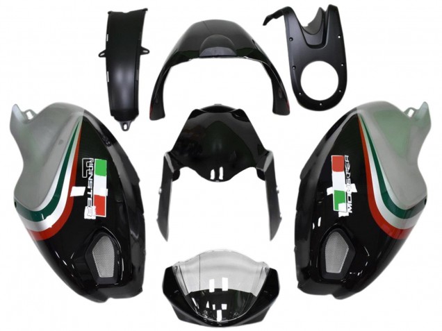 Carénages Moto Ducati Monster 696 796 1100 1100S 2008-2012 - Noir Brillant Argent Rouge Vert