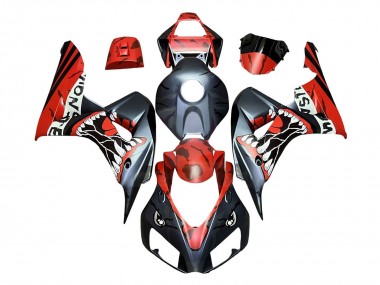 Carénages Moto Honda CBR1000RR 2006-2007 - Rouge Noir Mat Monstre Requin