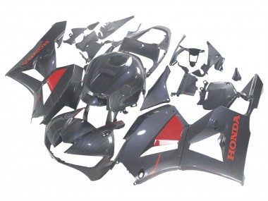 Carénages Moto Honda CBR600RR 2013-2023 - Noir Fibre de Carbone Rouge