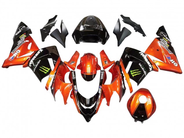Carénages Moto Kawasaki ZX10R 2004-2005 - Burnt Orange Noir Monstre Elf