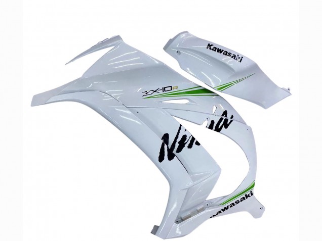 Carénages Moto Kawasaki ZX10R 2011-2015 - Blanc Vert Bande Noir Ninja