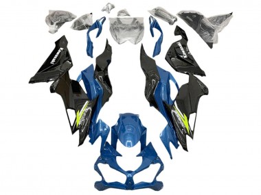 Carénages Moto Kawasaki ZX6R 2019-2022 - Bleu Jaune Blanc Noir Brillant
