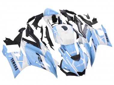 Carénages Moto Yamaha YZF R3/R25 2022-2024 - Blanc Bleu Clair