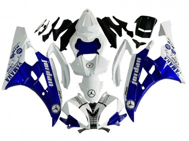Carénages Moto Yamaha YZF 600 R6 2006-2007 - Blanc Bleu Jordan