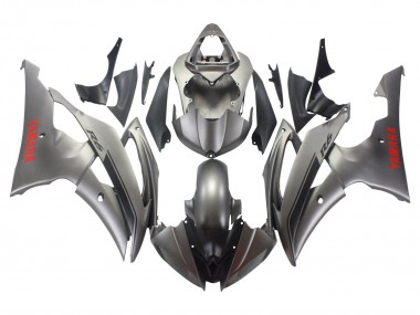 Carénages Moto Yamaha YZF 600 R6 2008-2016 - Gris Mat Rouge Décalque
