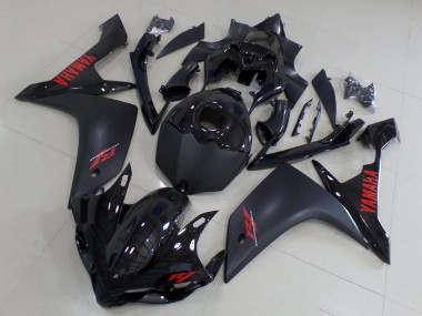 Carénages Moto Yamaha YZF R1 2007-2008 - Noir Brillant Noir Mat Rouge