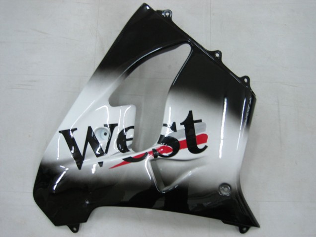 Carénages Moto Kawasaki ZX9R 2000-2001 - Noir Brillant Blanc West