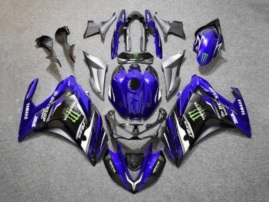 Carénages Moto Yamaha YZF R3/R25 2015-2018 - Bleu Argent Noir Monstre