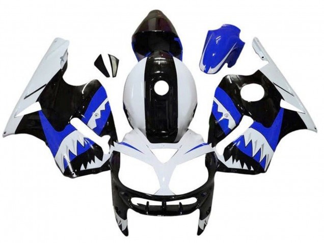 Carénages Moto Kawasaki ZX12R 2000-2001 - Blanc Noir Bleu Requin