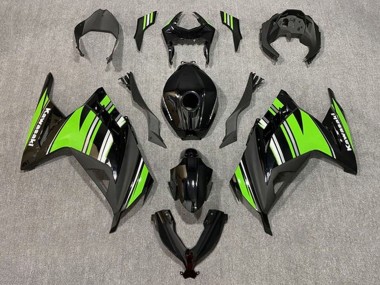 Carénages Moto Kawasaki EX300 2013-2017 - Noir Brillant Vert Blanc Bande