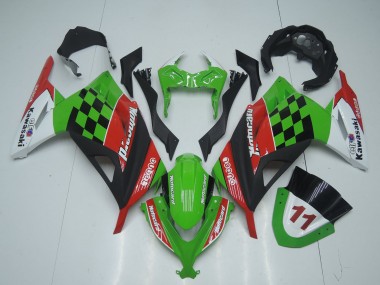 Carénages Moto Kawasaki EX300 2013-2017 - Vert Blanc Rouge Noir Motocard
