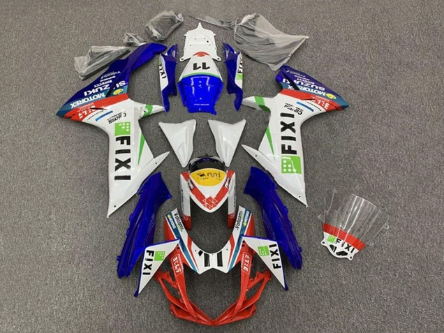 Carénages Moto Suzuki GSXR 600 / GSXR 750 2011-2024 - Blanc Bleu Jaune Rouge Vert Fixi 11
