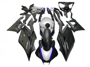 Carénages Moto Yamaha YZF R3/R25 2022-2024 - Argent Bleu Noir Fibre de Carbone Style