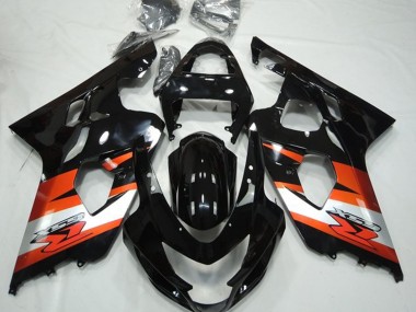 Carénages Moto Suzuki GSXR 600 / GSXR 750 2004-2005 - Noir Brillant Orange Blanc Décalque