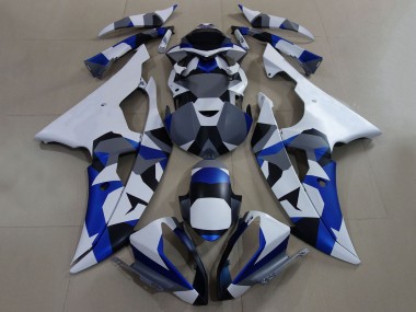 Carénages Moto Yamaha YZF R6 2008-2016 - Blanc Bleu Gris Camouflage