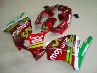 Carénages Moto Honda CBR250RR MC22 1990-1998 - Rouge Blanc Vert MoviStar
