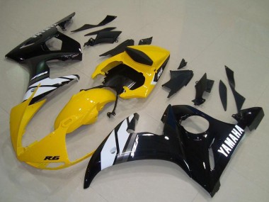 Carénages Moto Yamaha YZF R6 2003-2004 - Jaune Blanc Noir Brillant