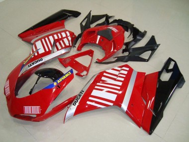 Carénages Moto Ducati 848 1098 1198 2007-2014 - Argent Bleu Rouge Noir Brillant