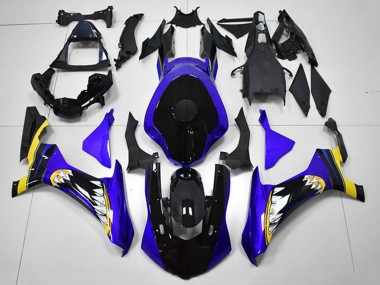 Carénages Moto Yamaha YZF R1 2015-2019 - Bleu Jaune Noir Brillant Requin