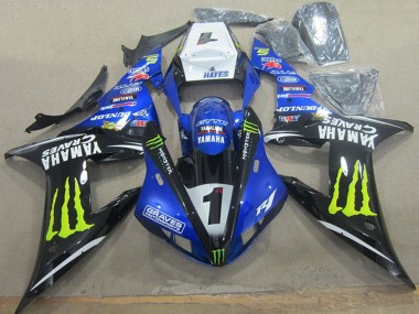 Carénages Moto Yamaha YZF R1 2002-2003 - Blanc Bleu Noir Jaune Néon Monstre Graves 1