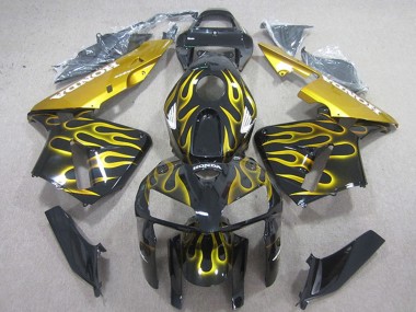 Carénages Moto Honda CBR600RR 2005-2006 - Noir Brillant Jaune Flamme