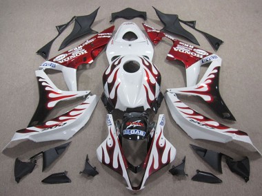 Carénages Moto Honda CBR600RR 2007-2008 - Blanc Rouge Noir Brillant Flamme