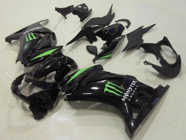 Carénages Moto Kawasaki ZX250R 2008-2012 - Noir Brillant Vert Monstre Energy
