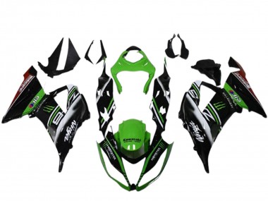 Carénages Moto Kawasaki ZX6R 2013-2018 - Vert Noir Blanc Elf Monstre