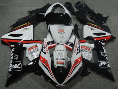 Carénages Moto Kawasaki ZX6R 2005-2006 - Blanc Noir Rouge Rizoma Playboy