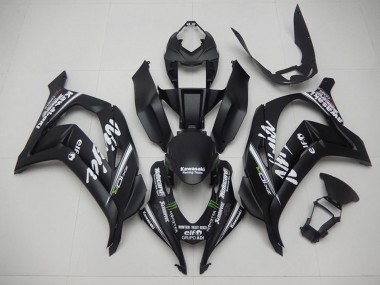 Carénages Moto Kawasaki ZX10R 2016-2020 - Noir Mat Vert Blanc Monstre Courses Team Motocard