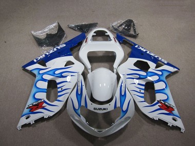 Carénages Moto Suzuki GSXR 750 2001-2003 - Blanc Bleu Flamme