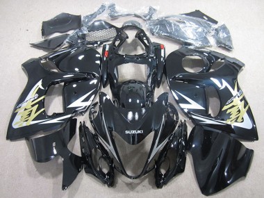 Carénages Moto Suzuki GSXR 1300 Hayabusa 2008-2020 - Noir Brillant Blanc Or Décalque