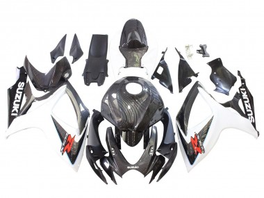 Carénages Moto Suzuki GSXR 600/750 2006-2007 - Noir Blanc Fibre de Carbone Style